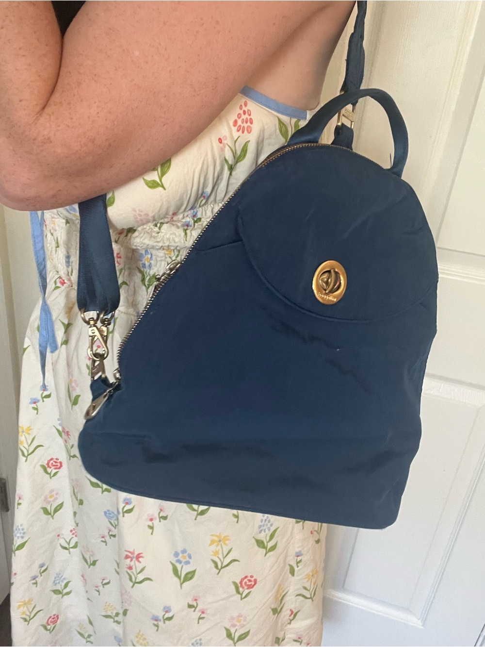 Baggallini Navy Convertible Backpack with Gold Turn-Lock - Picture 2 of 11